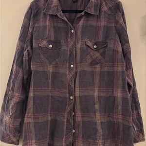 Torrid Purple Plaid Button-Up Shirt